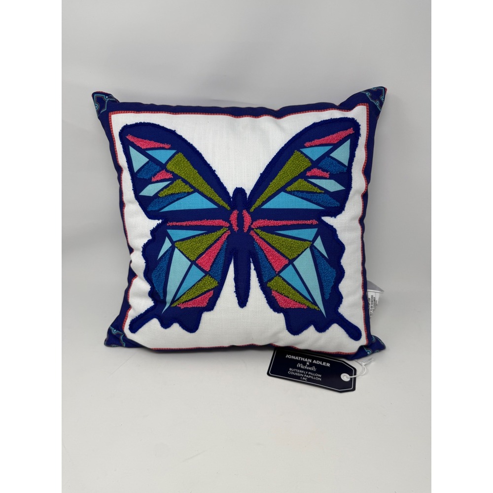 Jonathan Adler Butterfly embroidered decorative pillow